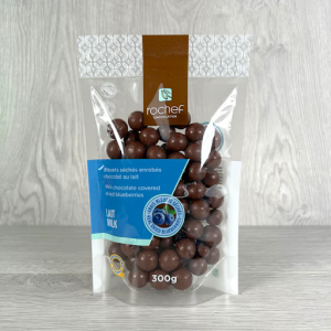 Bleuets séchés enrobés de chocolat au lait
